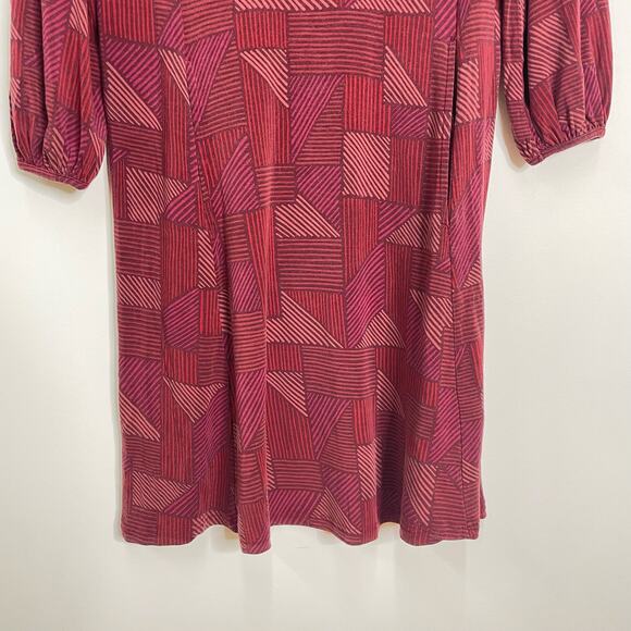 Gudrun Sjoden NWT Sz XS Maroon & Brick Red Striped Geometric Stripe Tunic Dress - Picture 5 of 10